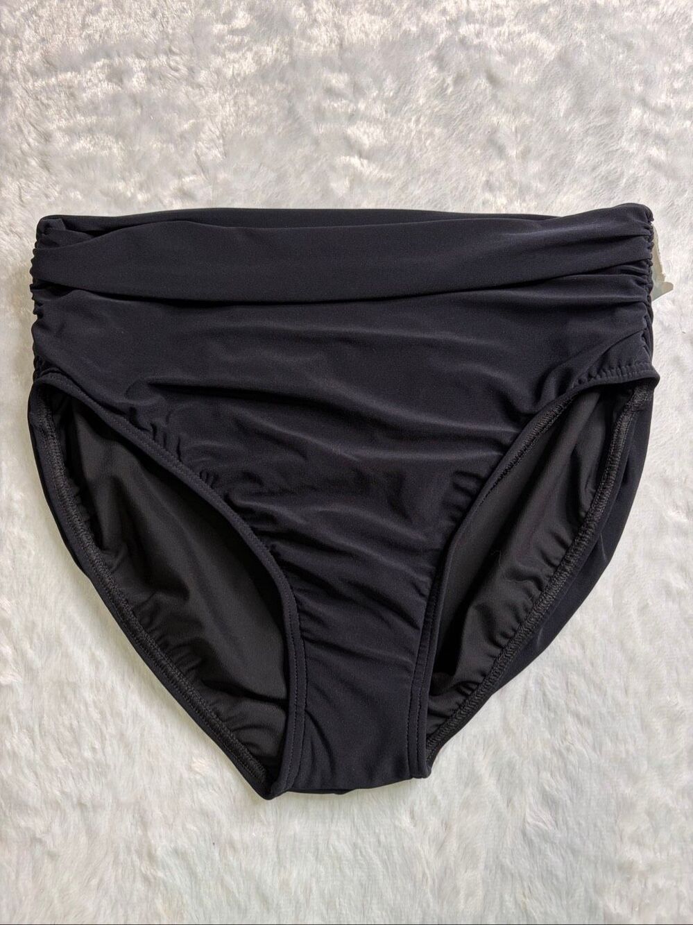 Magic Suit Womens Black Jersey Ruched High-Waist Brief Swim Bikini Size 14 NWT
